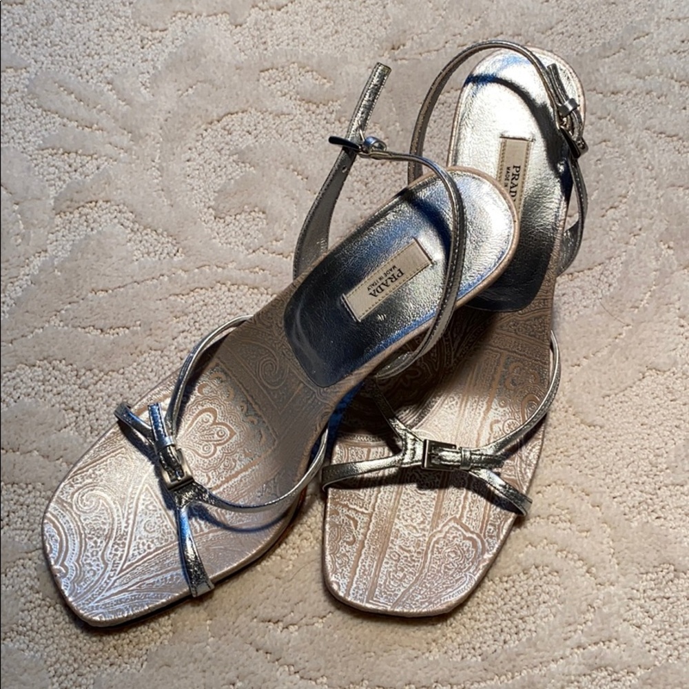 Prada silver heels